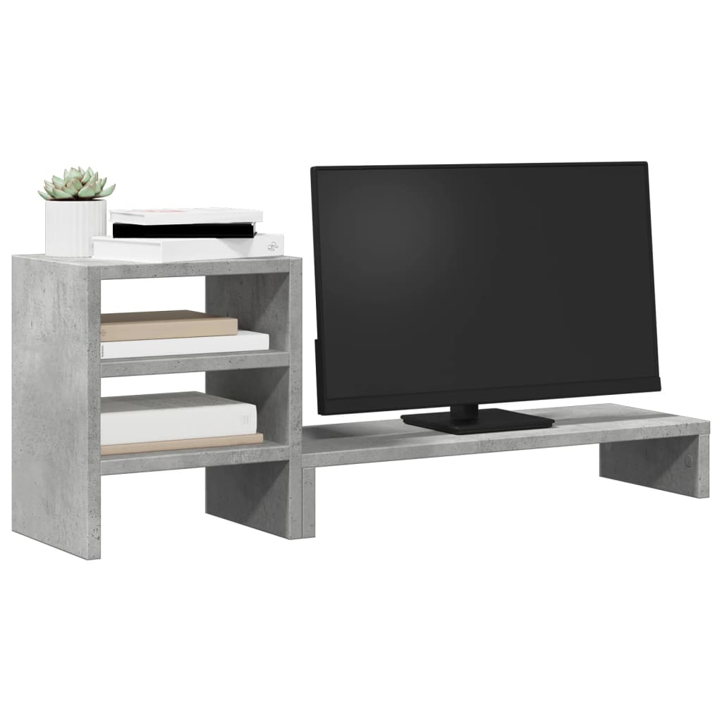 vidaXL Monitorständer mit Schreibtisch-Organizer Betongrau