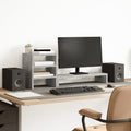 vidaXL Monitorständer mit Schreibtisch-Organizer Betongrau