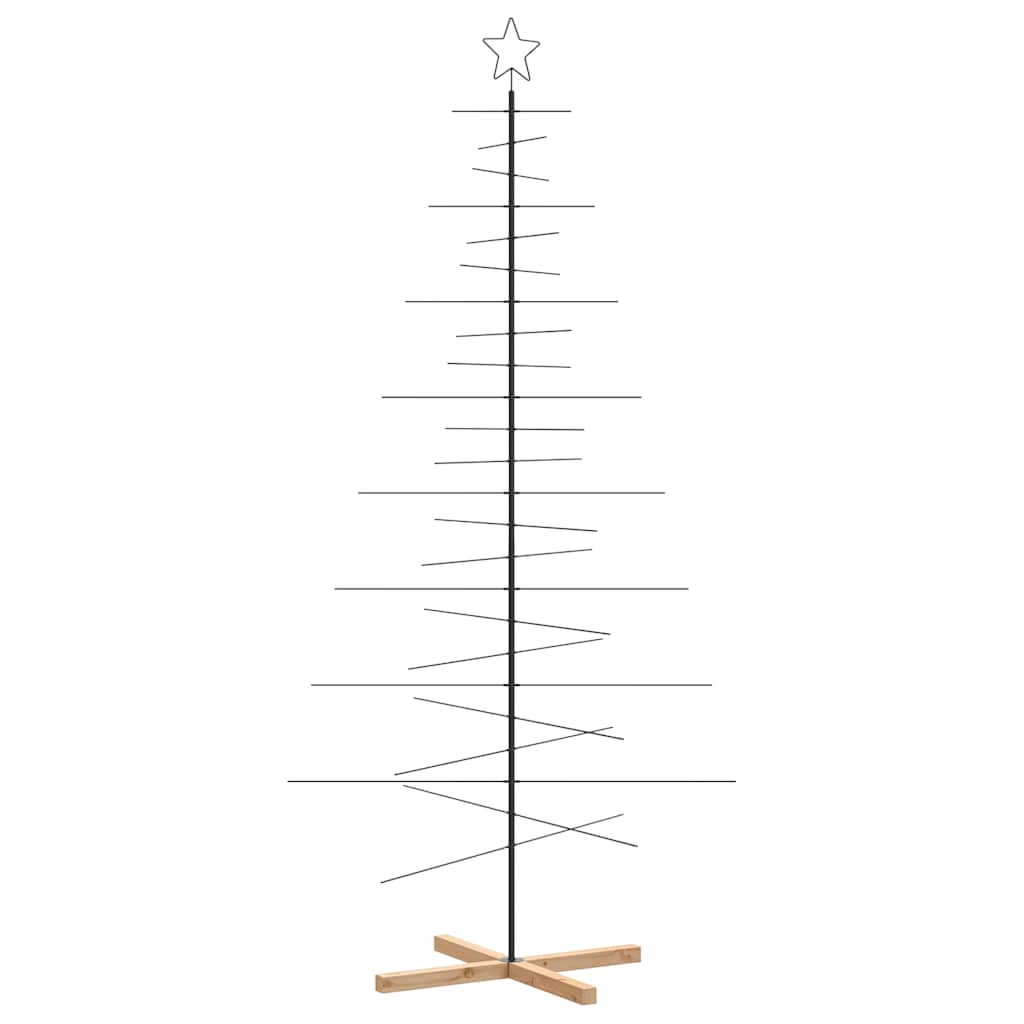 vidaXL Metall-Weihnachtsbaum zum Dekorieren Holzständer Schwarz 210 cm