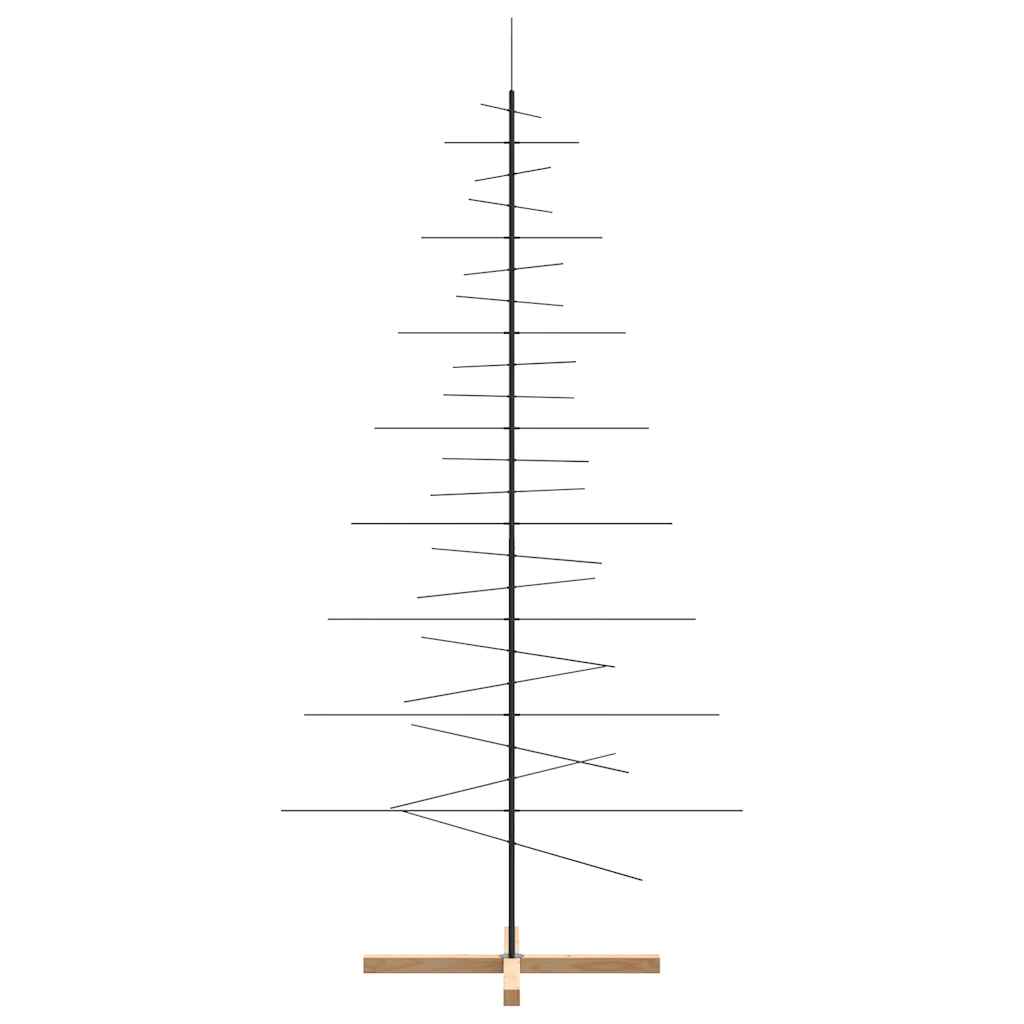 vidaXL Metall-Weihnachtsbaum zum Dekorieren Holzständer Schwarz 210 cm