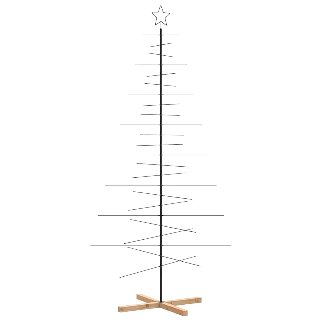 vidaXL Metall-Weihnachtsbaum zum Dekorieren Holzständer Schwarz 210 cm
