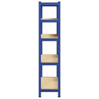 vidaXL Lagerregal mit 5 Böden Blau Stahl & Holzwerkstoff