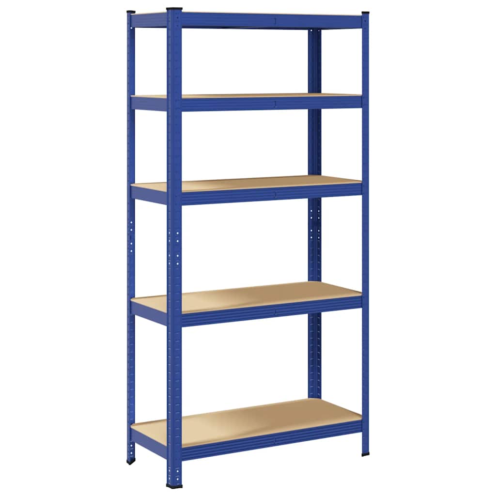 vidaXL Lagerregal mit 5 Böden Blau Stahl & Holzwerkstoff