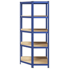 vidaXL Eckregal mit 5 Böden Blau Stahl & Holzwerkstoff