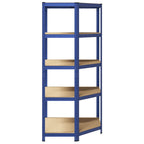 vidaXL Eckregal mit 5 Böden Blau Stahl & Holzwerkstoff
