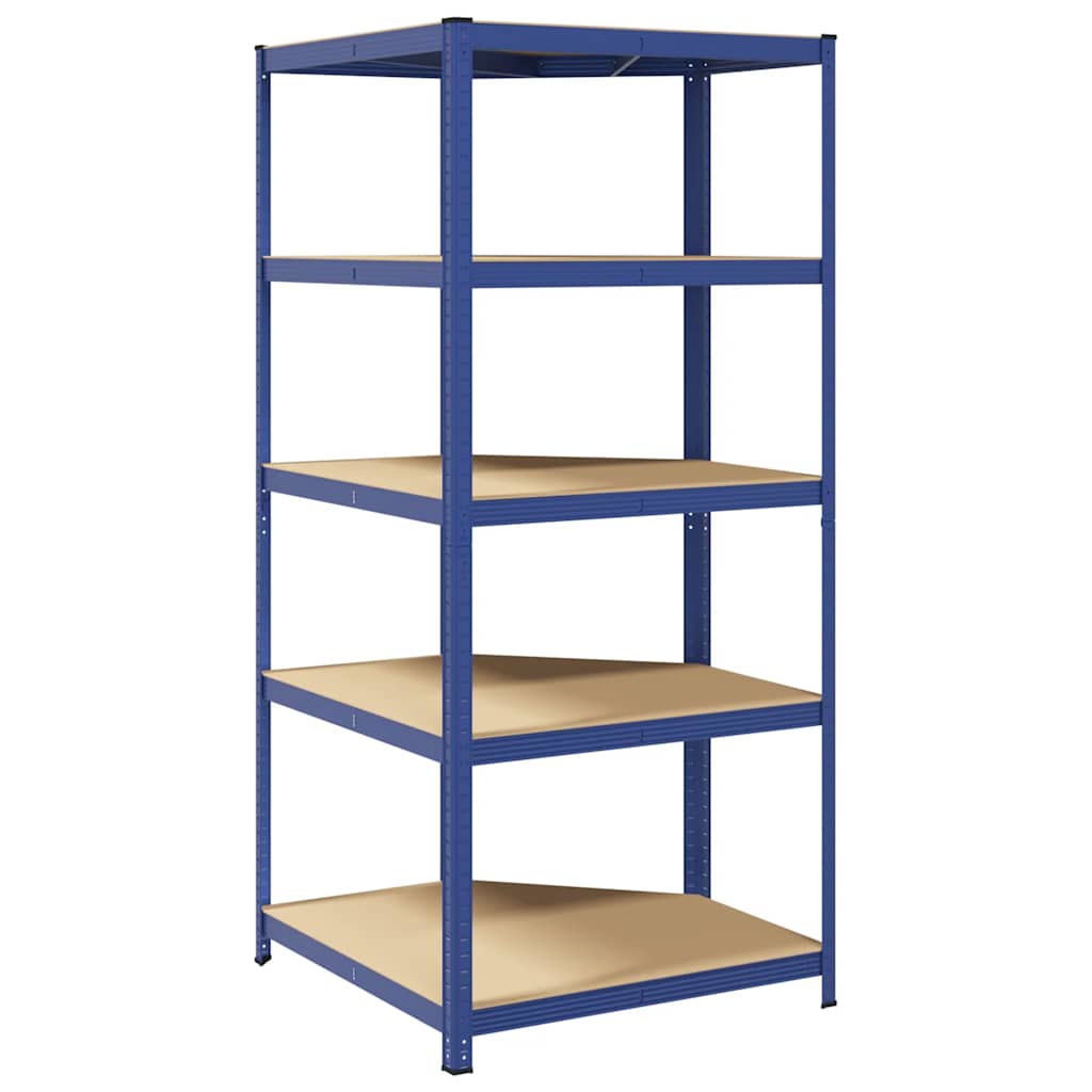 vidaXL Eckregal mit 5 Böden Blau Stahl & Holzwerkstoff