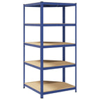 vidaXL Eckregal mit 5 Böden Blau Stahl & Holzwerkstoff