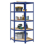 vidaXL Eckregal mit 5 Böden Blau Stahl & Holzwerkstoff