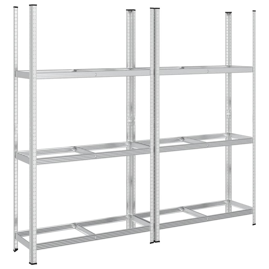 vidaXL Reifenregale mit 3 Böden 2 Stk. Silbern 110x40x200 cm Stahl