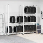 vidaXL Reifenregale mit 3 Böden 2 Stk. Silbern 110x40x200 cm Stahl