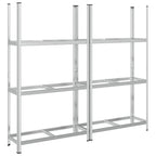 vidaXL Reifenregale mit 3 Böden 2 Stk. Silbern 110x40x200 cm Stahl