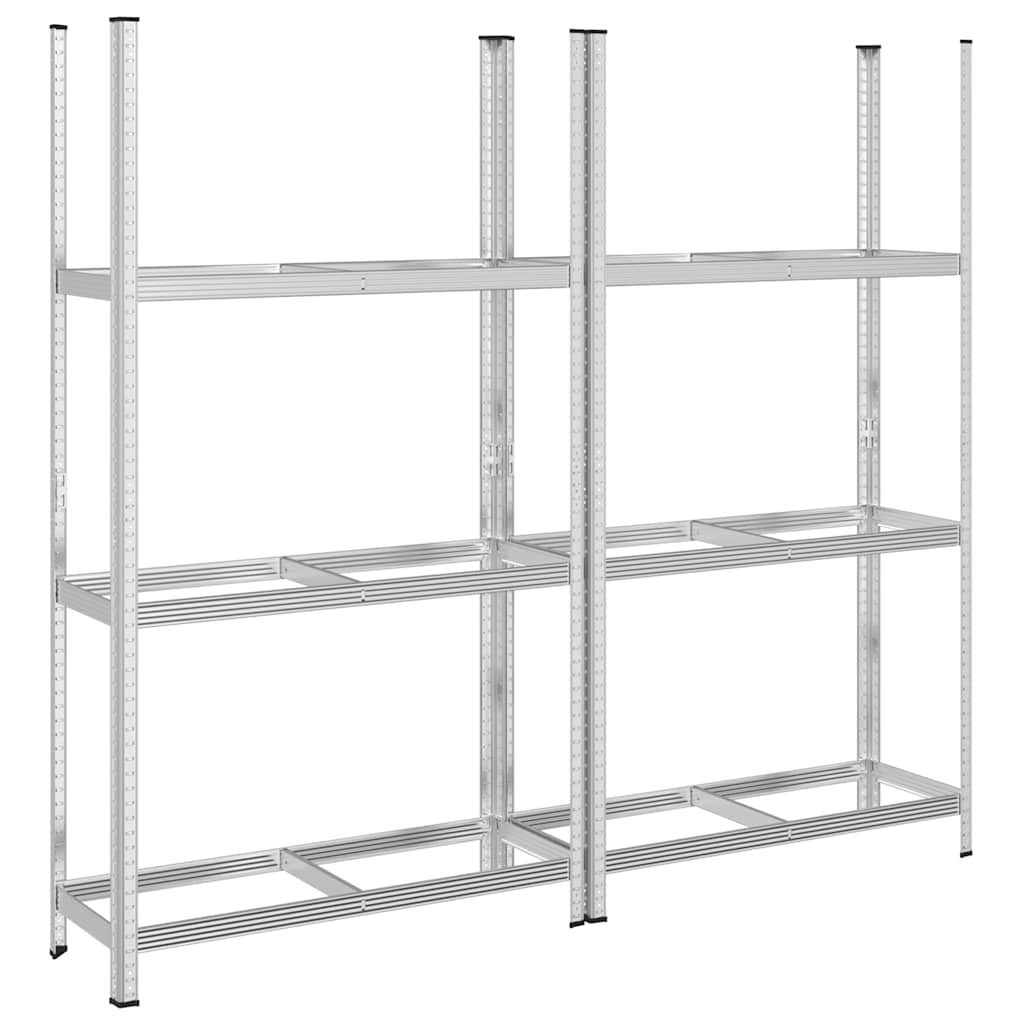 vidaXL Reifenregale mit 3 Böden 2 Stk. Silbern 110x40x200 cm Stahl
