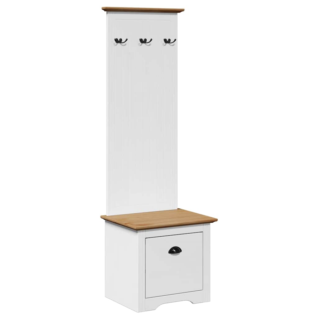 vidaXL Flurschrank mit Haken BODO Weiß und Braun 50x40x157 cm