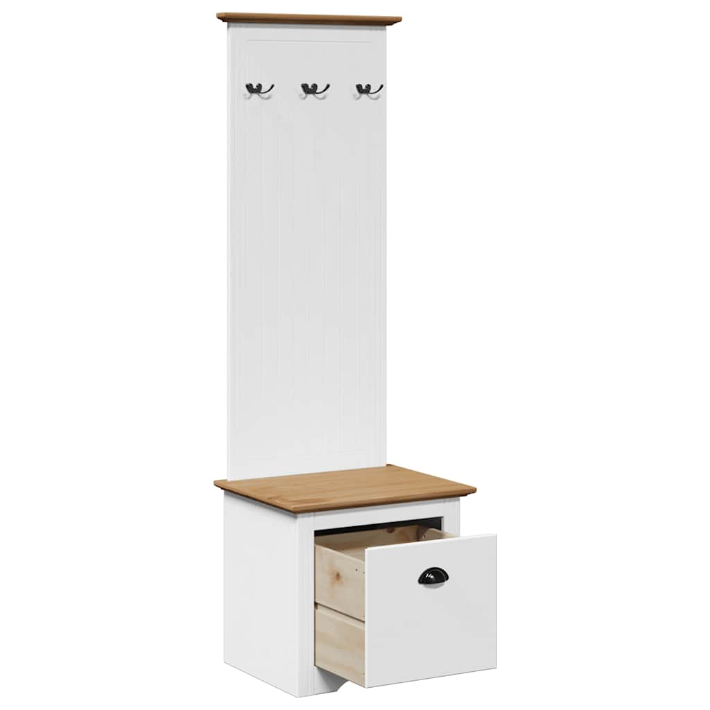 vidaXL Flurschrank mit Haken BODO Weiß und Braun 50x40x157 cm