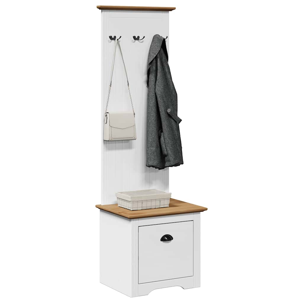 vidaXL Flurschrank mit Haken BODO Weiß und Braun 50x40x157 cm