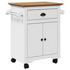 vidaXL Küchenwagen BODO Weiß und Braun 72x45x80 cm