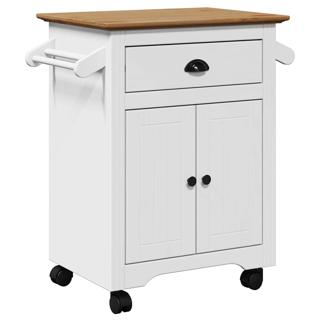 vidaXL Küchenwagen BODO Weiß und Braun 72x45x80 cm