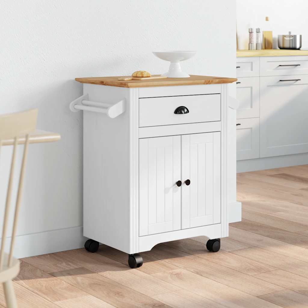 vidaXL Küchenwagen BODO Weiß und Braun 72x45x80 cm