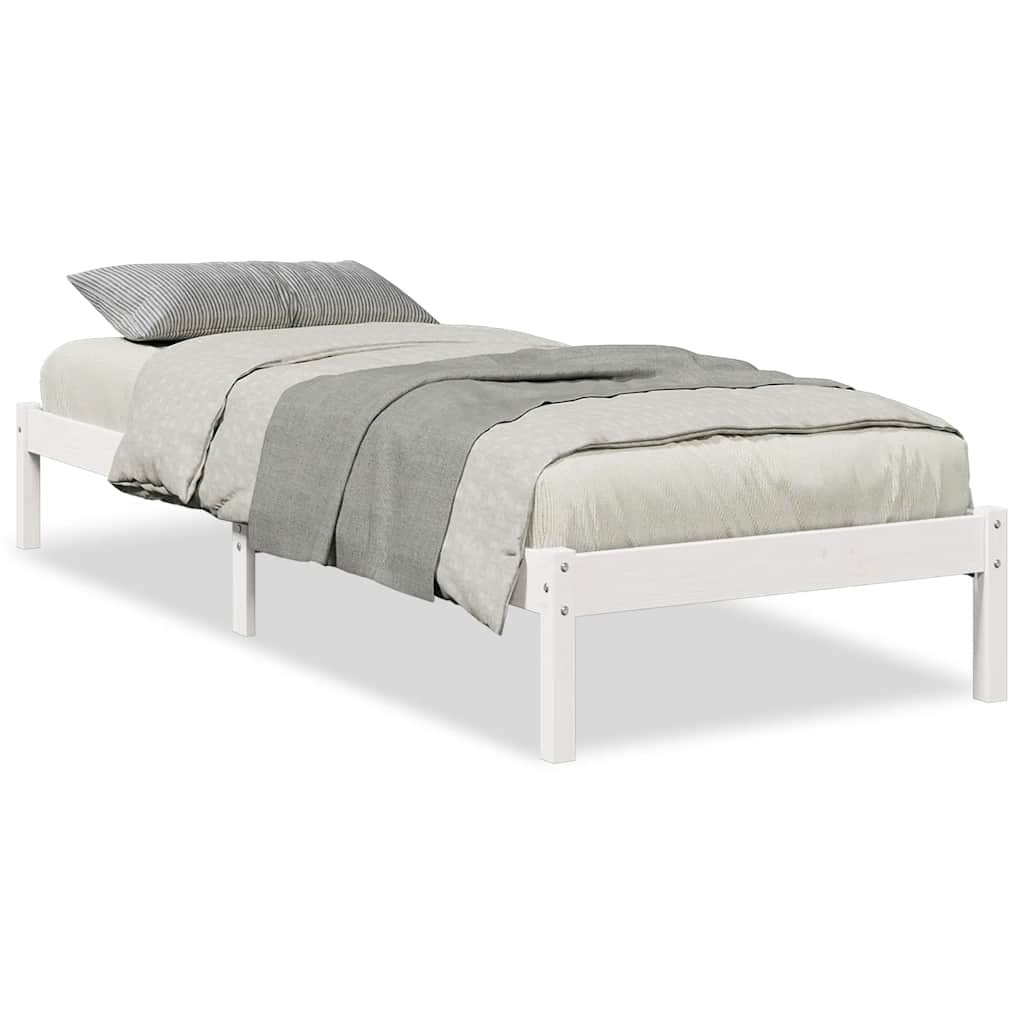 vidaXL Massivholzbett Extra Lang ohne Matratze Weiß 100x210 Kieferholz