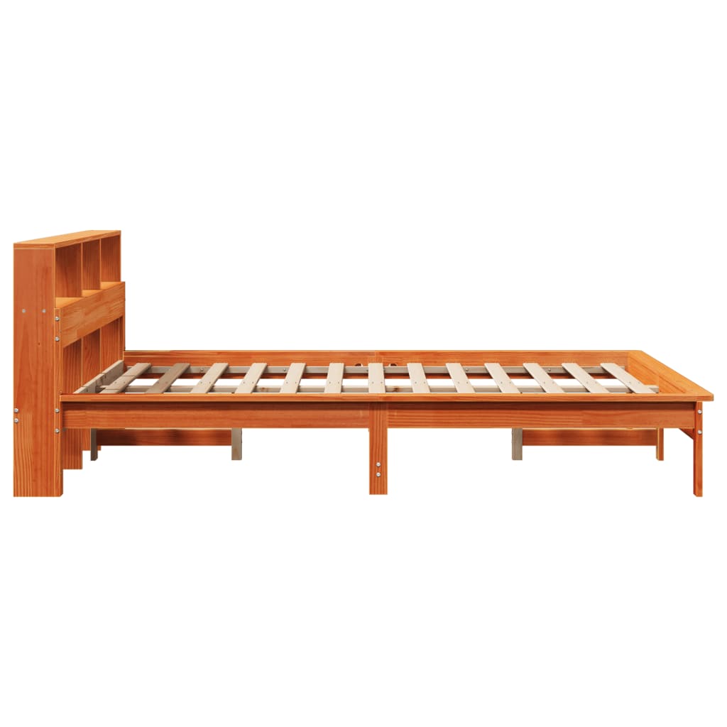 vidaXL Massivholzbett mit Regal ohne Matratze Wachsbraun 120x200 cm