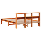 vidaXL Massivholzbett mit Regal ohne Matratze Wachsbraun 120x200 cm