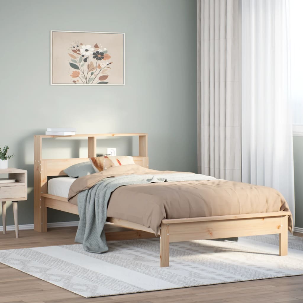 vidaXL Bücherregalbett ohne Matratze 75x190 cm Massivholz Kiefer