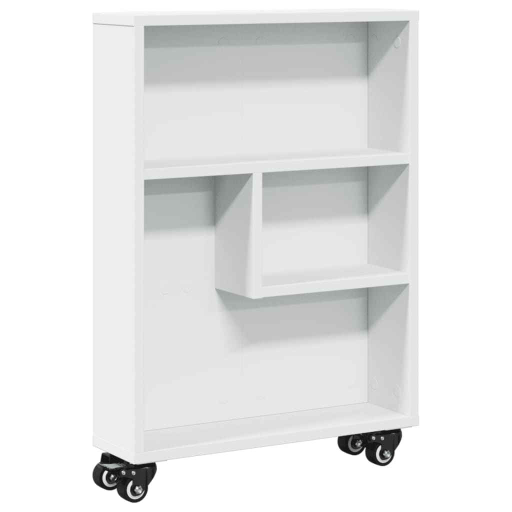 vidaXL Aufbewahrungswagen Schmal Weiß 48x13x68 cm Holzwerkstoff