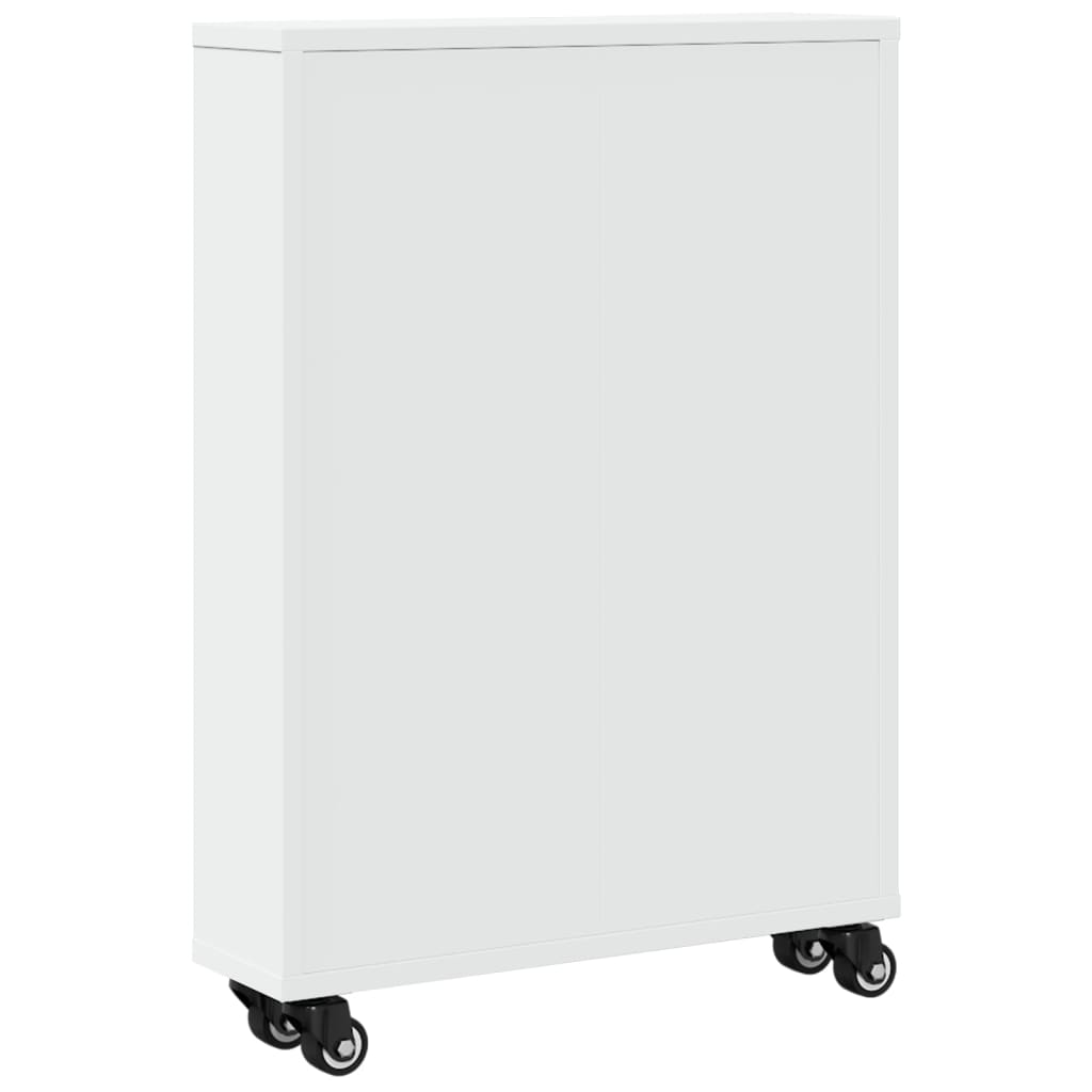 vidaXL Aufbewahrungswagen Schmal Weiß 48x13x68 cm Holzwerkstoff