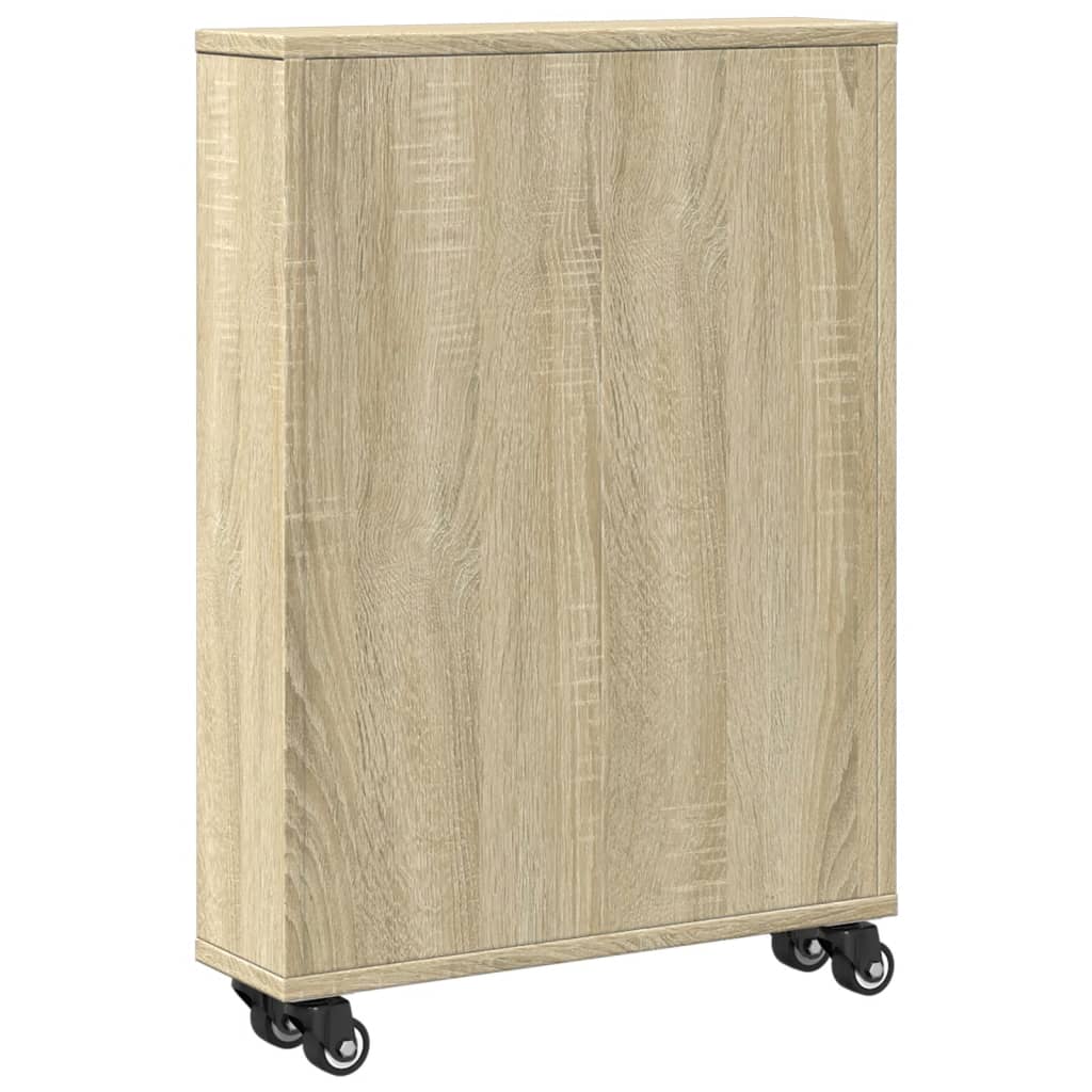vidaXL Schmaler Aufbewahrungswagen Sonoma-Eiche 48 x 13 x 68 cm Holzwerkstoff