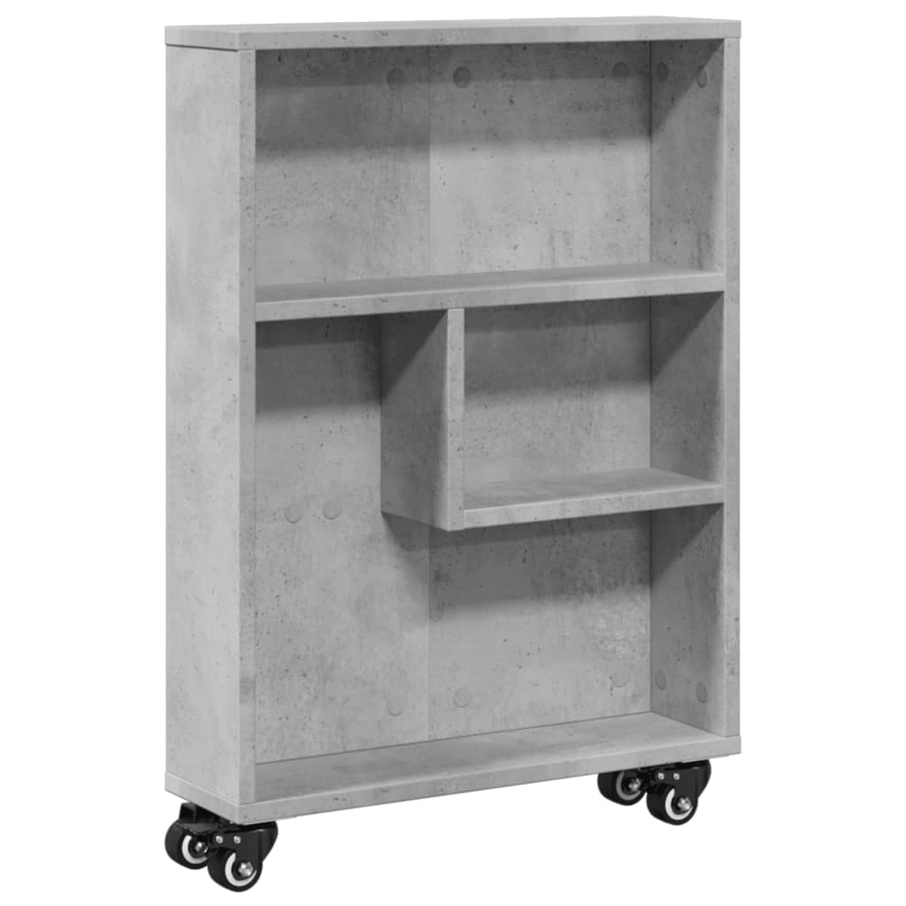 vidaXL Aufbewahrungswagen Schmal Betongrau 48x13x68 cm Holzwerkstoff