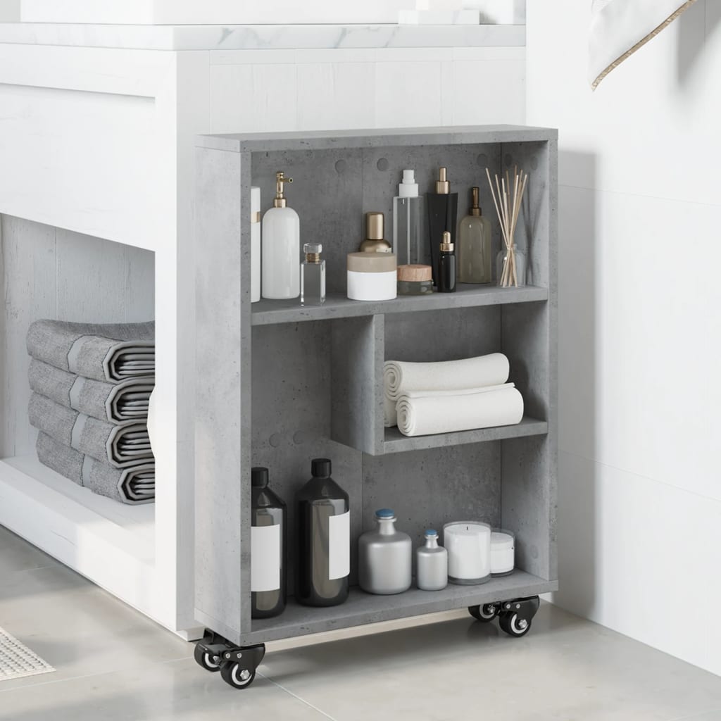 vidaXL Aufbewahrungswagen Schmal Betongrau 48x13x68 cm Holzwerkstoff