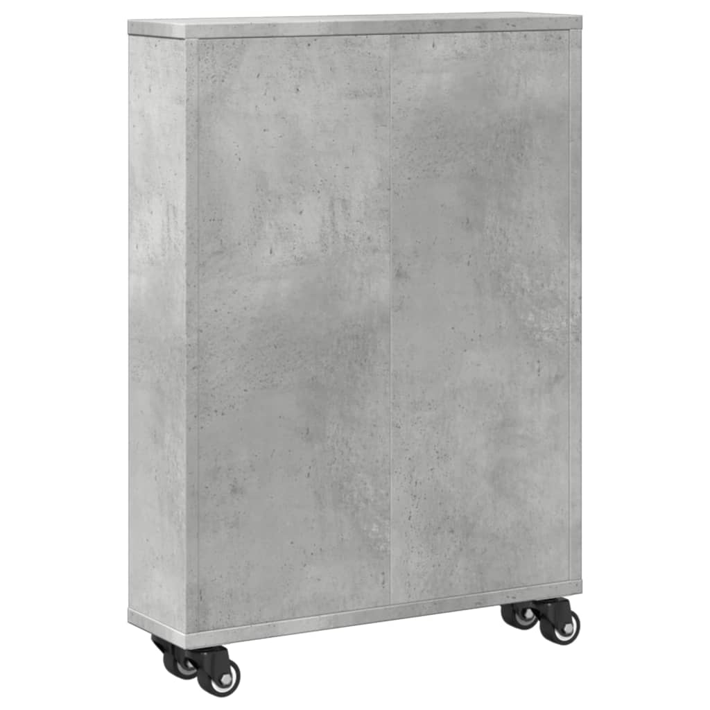 vidaXL Aufbewahrungswagen Schmal Betongrau 48x13x68 cm Holzwerkstoff