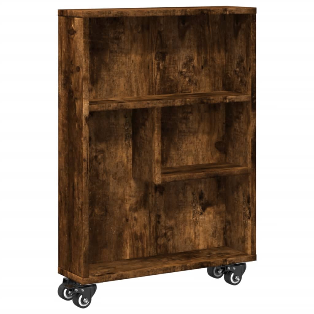 vidaXL Aufbewahrungswagen Schmal Räuchereiche 48x13x68cm Holzwerkstoff