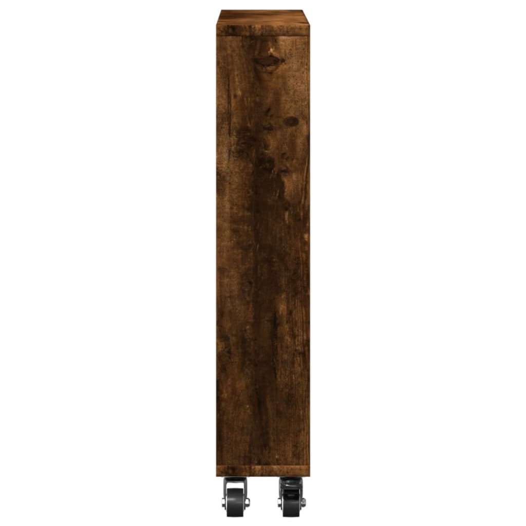 vidaXL Aufbewahrungswagen Schmal Räuchereiche 48x13x68cm Holzwerkstoff