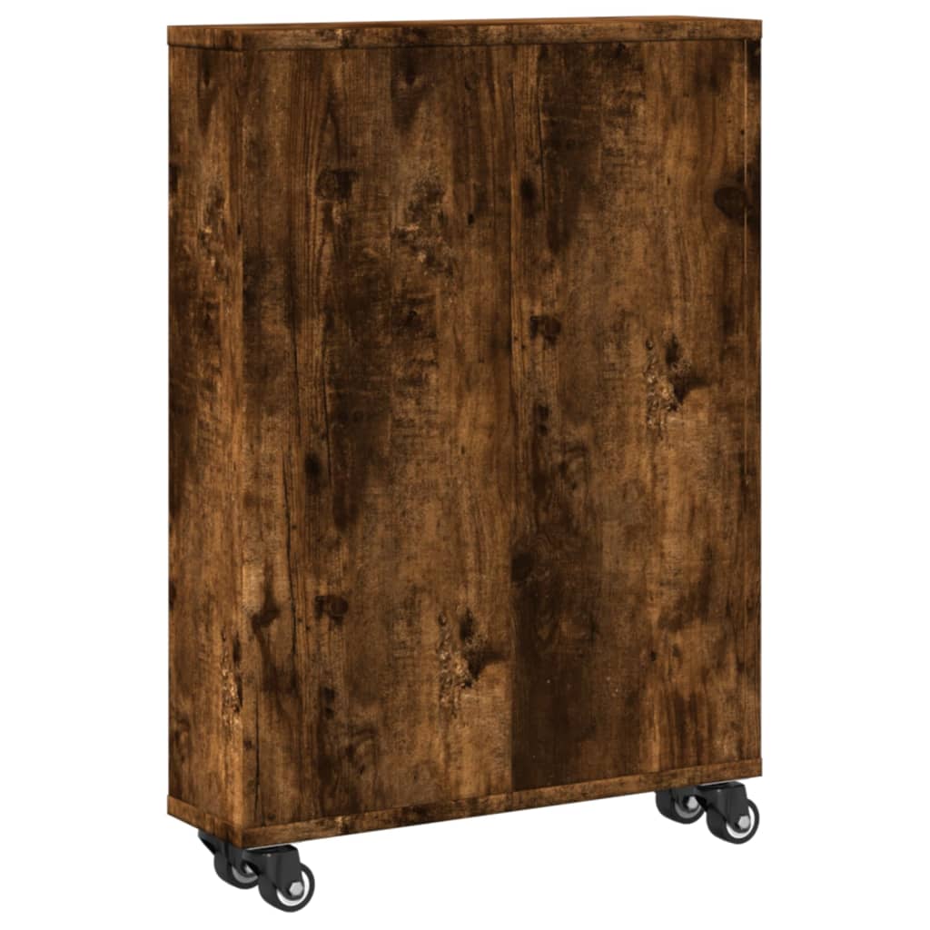 vidaXL Aufbewahrungswagen Schmal Räuchereiche 48x13x68cm Holzwerkstoff