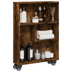 vidaXL Aufbewahrungswagen Schmal Räuchereiche 48x13x68cm Holzwerkstoff