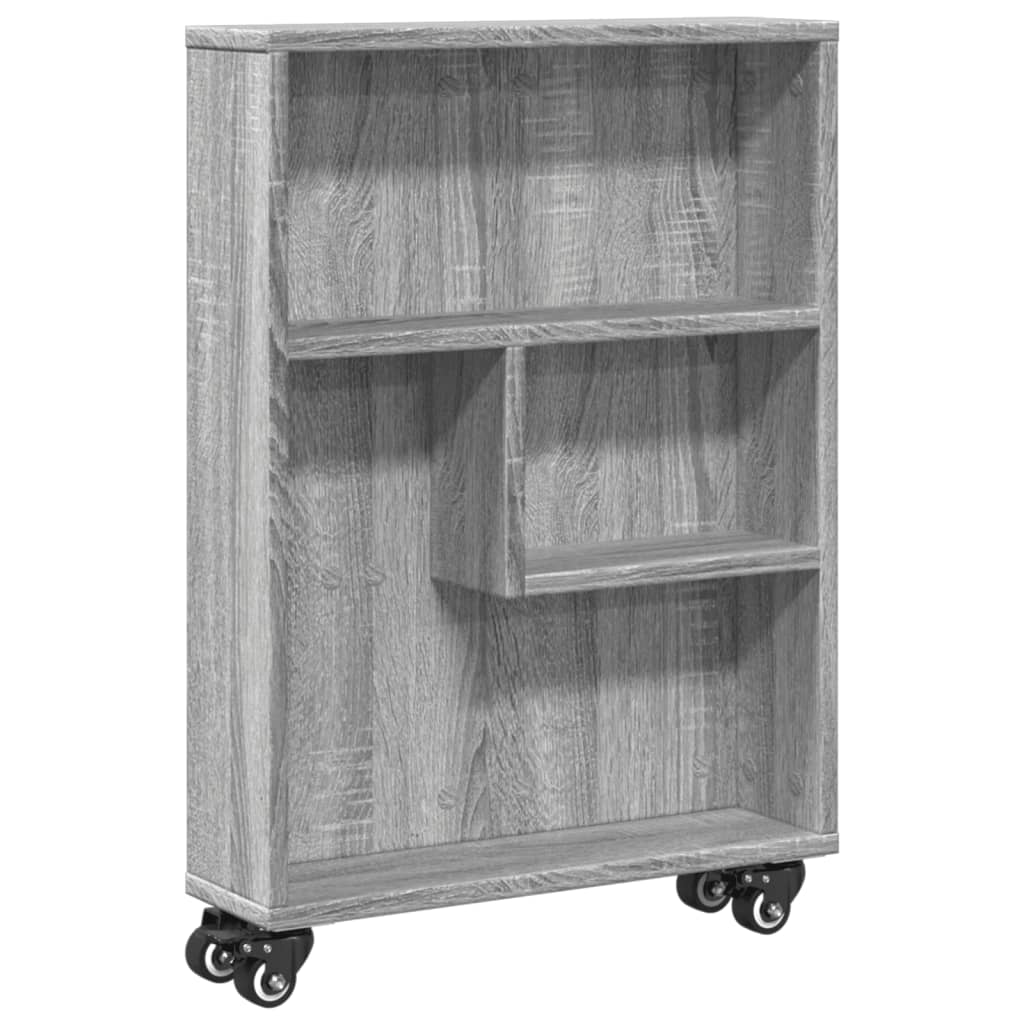 vidaXL Aufbewahrungswagen Schmal Grau Sonoma 48x13x68 cm Holzwerkstoff