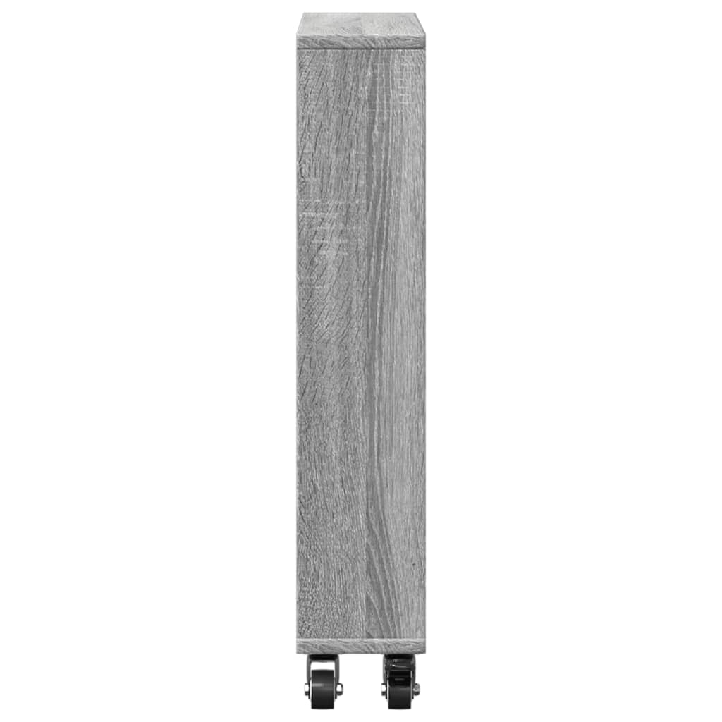 vidaXL Aufbewahrungswagen Schmal Grau Sonoma 48x13x68 cm Holzwerkstoff