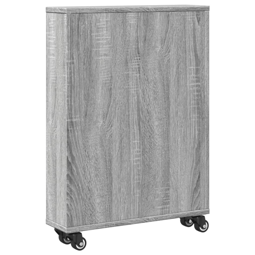 vidaXL Aufbewahrungswagen Schmal Grau Sonoma 48x13x68 cm Holzwerkstoff