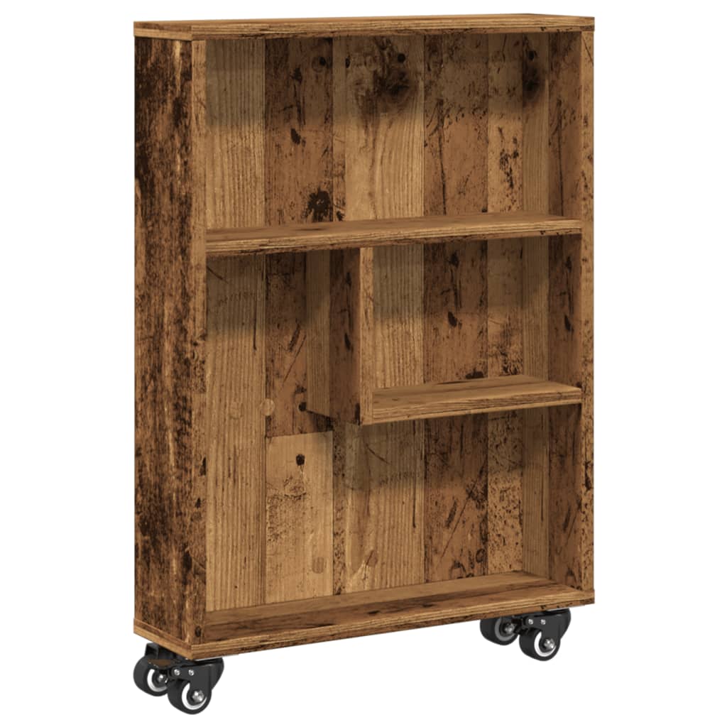 vidaXL Aufbewahrungswagen Schmal Altholz-Optik 48x13x68 Holzwerkstoff