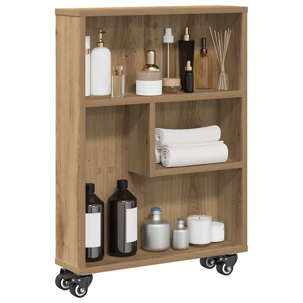 vidaXL Aufbewahrungswagen Schmal Artisan-Eiche 48x13x68 Holzwerkstoff