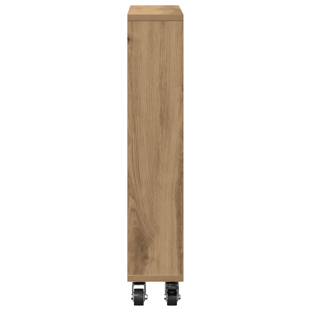 vidaXL Aufbewahrungswagen Schmal Artisan-Eiche 48x13x68 Holzwerkstoff