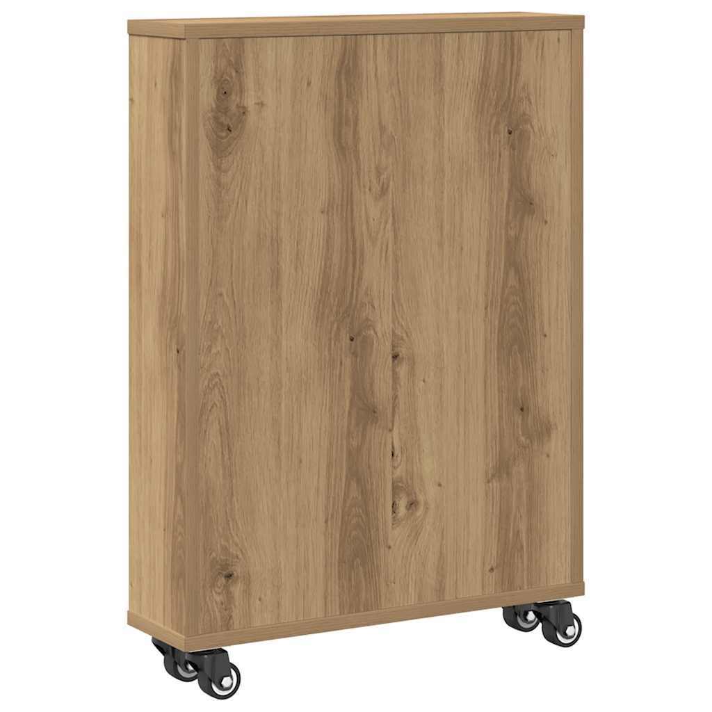 vidaXL Aufbewahrungswagen Schmal Artisan-Eiche 48x13x68 Holzwerkstoff