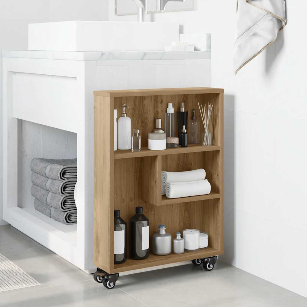 vidaXL Aufbewahrungswagen Schmal Artisan-Eiche 48x13x68 Holzwerkstoff