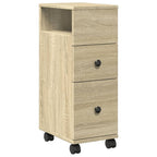 vidaXL Schmaler Badschrank mit Rädern Sonoma-Eiche Holzwerkstoff