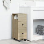 vidaXL Schmaler Badschrank mit Rädern Sonoma-Eiche Holzwerkstoff