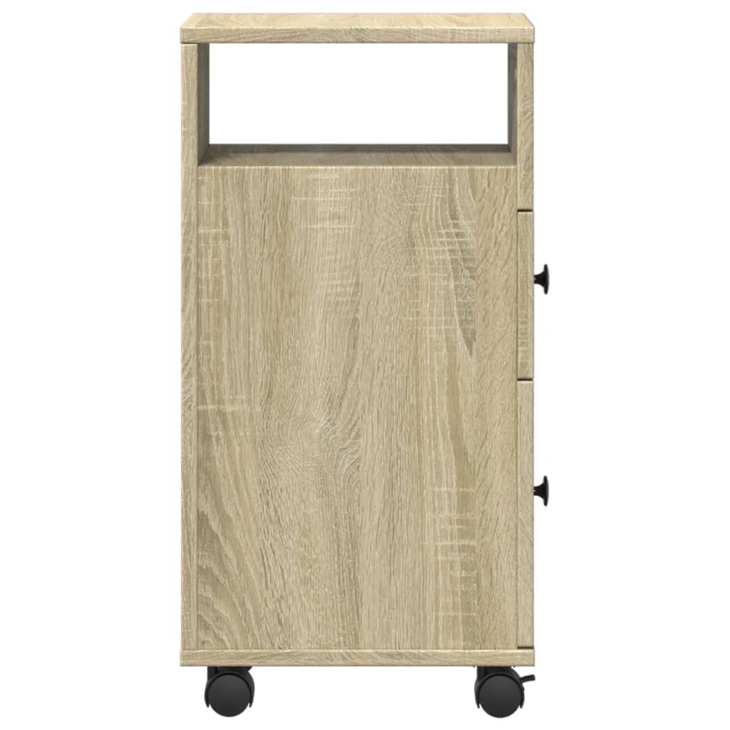 vidaXL Schmaler Badschrank mit Rädern Sonoma-Eiche Holzwerkstoff