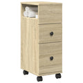vidaXL Schmaler Badschrank mit Rädern Sonoma-Eiche Holzwerkstoff