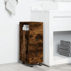 vidaXL Badschrank Schmal mit Rollen Räuchereiche Holzwerkstoff