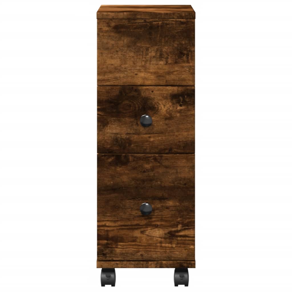 vidaXL Badschrank Schmal mit Rollen Räuchereiche Holzwerkstoff